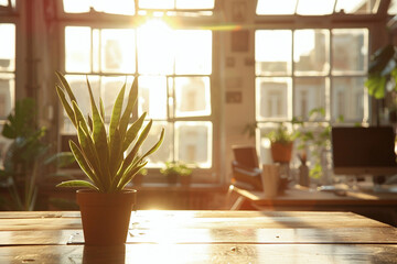 Sunlit Indoor Scene With Green Plant By Window: Perfect For Home Decor, Real Estate, Or Wellness Advertising