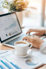 business success concept, Hands typing on laptop and writing notes during strategic planning for scalable business growth.