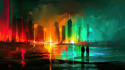 Obraz premium Abstract colorful city background