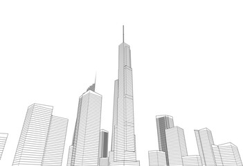 City buildings vector 3d illustration