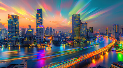 City skyline at night