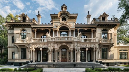 Fototapeta premium Architectural masterpiece with elaborate exterior decorations and grand entrance