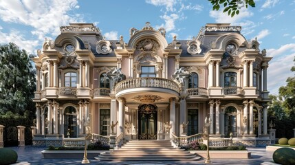 Obraz premium Architectural masterpiece with elaborate exterior decorations and grand entrance