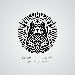 Fototapeta premium simple bear monochrome tribal tattoo design logo
