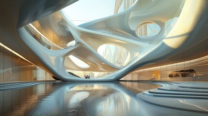 Elegant museum with contemporary architectural design and decorative elements