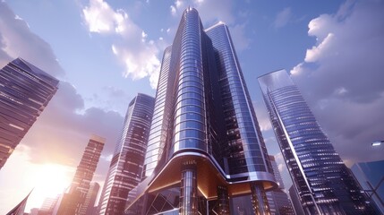 Fototapeta premium Magnificent skyscraper with sleek design and striking architectural features