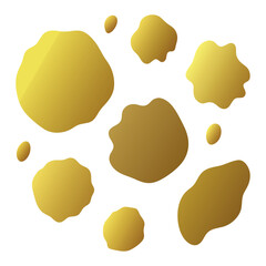 A collection of golden paint brush strokes including a vector golden glitter texture 
