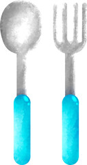 cute kids spoon and fork 