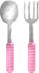 cute kids spoon and fork 