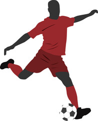 Naklejka premium Silhouette soccer player with a ball in shooting action