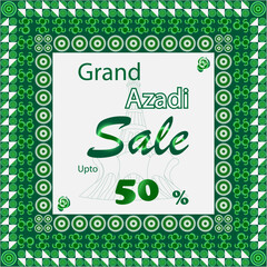 grand azadi sale, 50 % off, geometric border with flag colors, abstract design and art, vector file