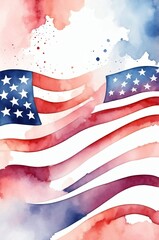 Obraz premium american national flag theme abstract gradient painting watercolor illustration design copy space