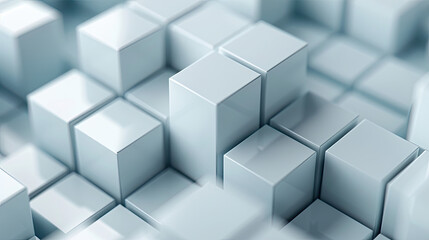Obraz premium Abstract composition of 3D cubes in serene color tones, creating a modern and sophisticated visual aesthetic.