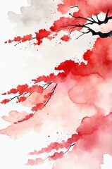 japan national flag theme abstract gradient painting watercolor illustration design copy space