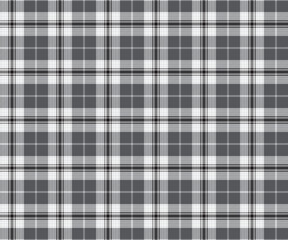 Plaid pattern, grey, white, black, seamless for textiles and design clothing, skirts, pants, aprons, tablecloths, blankets or decorative fabrics. Vector illustration.
