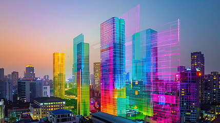 Obraz premium Abstract colorful city skyline background