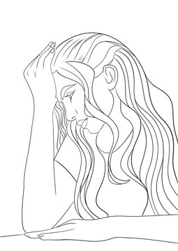 illustration d'une femme tracasser, qui se prend la t&ecirc;te 