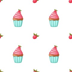 Seamless pattern sweet cupcake, ,paper,textile ,print,happy