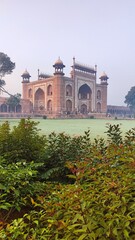 Sunrise over the mighty Taj Mahal one of the seven wonders of the world in Agra, India