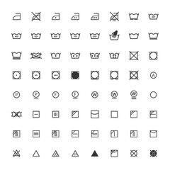 Laundry wash icons set editable stroke. Vector