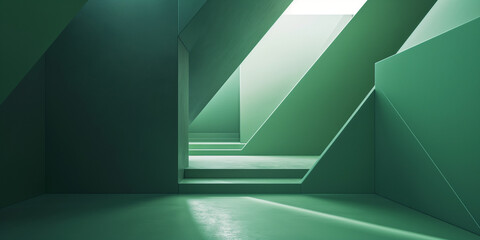 Fototapeta premium green corridor in a building