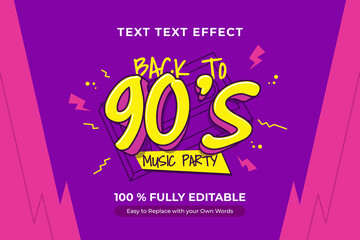 A colorful and vibrant design for a 90's music party, with a retro cassette tape and text effect.