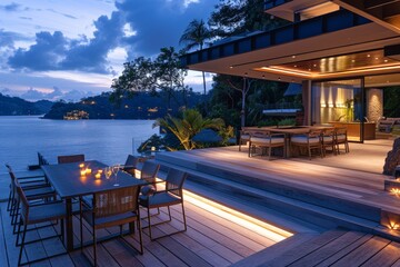Romantic Dinner on a Terrace with Ocean View.