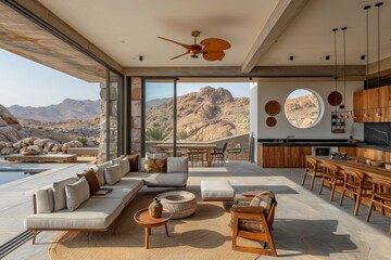 Fototapeta premium Modern Living Room with Mountain View.