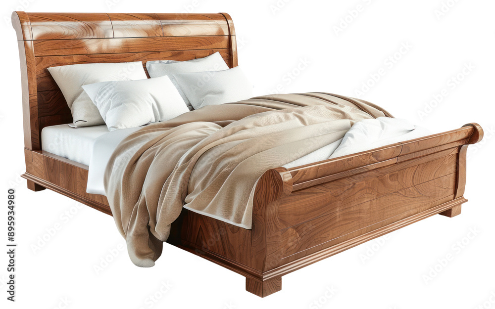 Sticker png elegant wooden bed frame