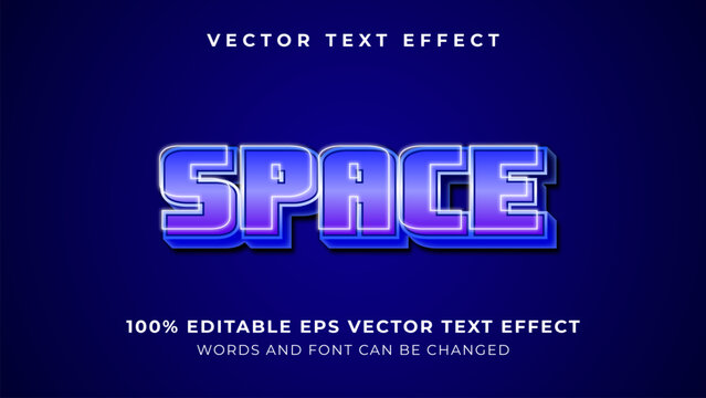 Space neon editable vector text effect