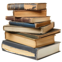 Fototapeta premium A stack of vintage books with worn covers and pages, showcasing the charm of old literature and the passage of time.