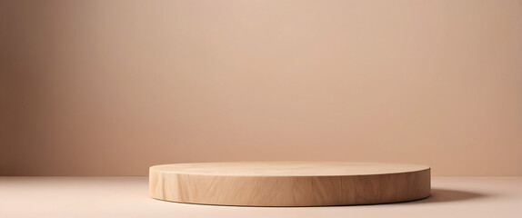 wood podium for display product. Background for cosmetic product branding, identity and packaging inspiration
