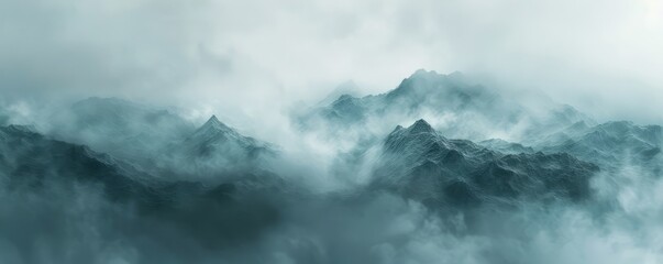Fototapeta premium Foggy Mist Over Mountain Texture Background, 4K hyperrealistic photo