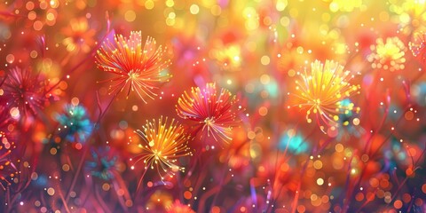 A Symphony of Colorful Fireworks Illuminating the Night Sky