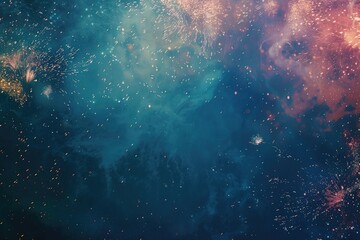 A spectacular array of bright fireworks illuminates the night sky, casting an awe-inspiring glow perfect for festivities and joyous celebrations.
