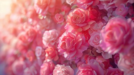 Fototapeta premium A Vibrant Tapestry of Delicate Pink Roses