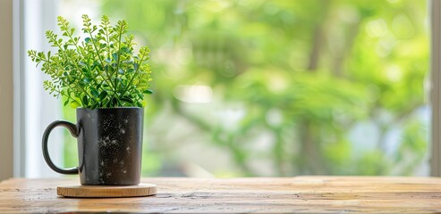 A modern patio dining set with four chairs and a square table is set up on a wooden deck overlooking a beautiful mountain view