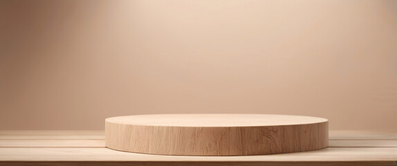 wood podium for display product. Background for cosmetic product branding, identity and packaging inspiration