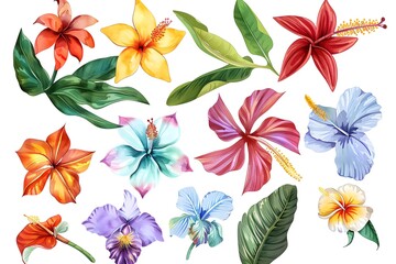 Fototapeta premium Water color painting of tropical flower.s