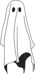 Spooky Cartoon Ghost in a White Sheet for Halloween