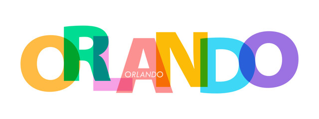 ORLANDO. The name of the city on a white background. Vector design template for poster, postcard, banner