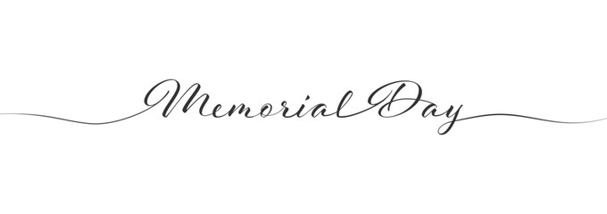 Stylized calligraphic inscription Memorial Day in one line