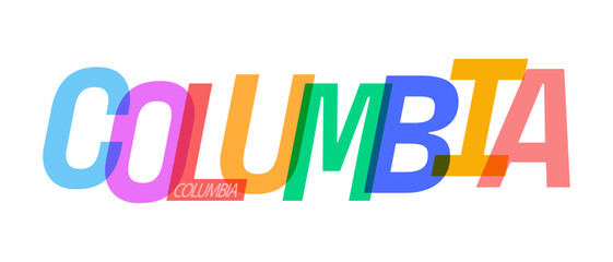 COLUMBIA. The name of the city on a white background. Vector design template for poster, postcard, banner