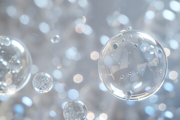 Fototapeta premium transparent bubbles on silver background