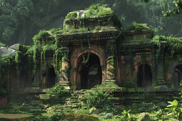 Fototapeta premium Overgrown Ruins in Jungle.