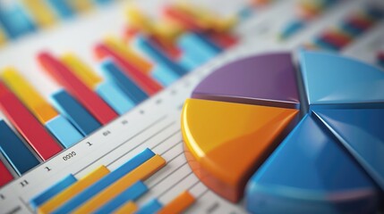 A detailed view of a financial pie chart and bar graph.