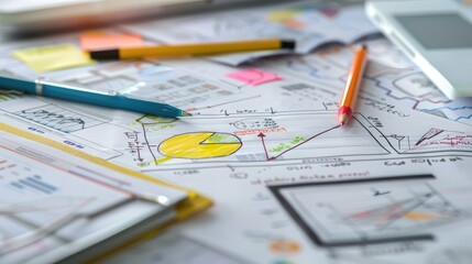 Fototapeta premium A detailed view of a marketing strategy document with notes and highlights.