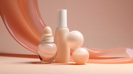 Cosmetic Bottles and Cream Containers Isolated on White Background