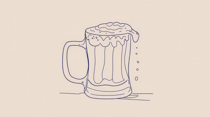 pencil line drawing of a beer mug on beige background