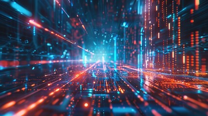 Fototapeta premium A digital illustration of a futuristic business concept with glowing lines.